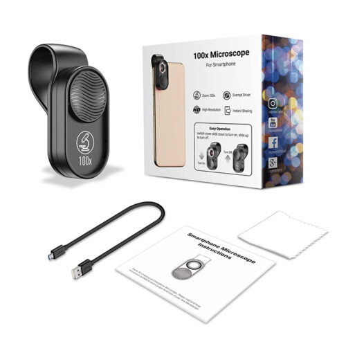 Microscope observation 100x microscope objective mobile phone macro lens  magnification LED mini pocket portable lens