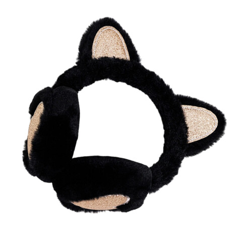 Collapsible Thermally Ear Covers Soft Plush Ear-Black
