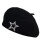 Five Point Star Decors Acrylic Fabric Beret Hat Winter-Black 1