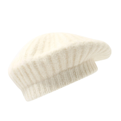Fashionable Winter Beret Soft Wool Blend Adjustable Hat-White