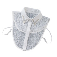 Stylish Lace Pattern Collar Inlaid With Shimmering-White