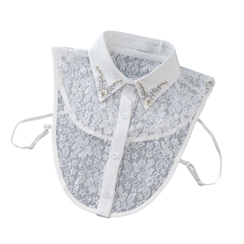Stylish Lace Pattern Collar Inlaid With Shimmering-White