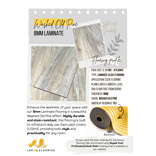 8mm Laminate Flooring - Click System - Washed Pine Effect 1