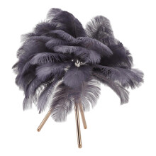 (As show, One size) Feather Table Lamp USB Rechargeable Ostrich Feather Desk Light with Gold Tripod for Bedroo1__st__st