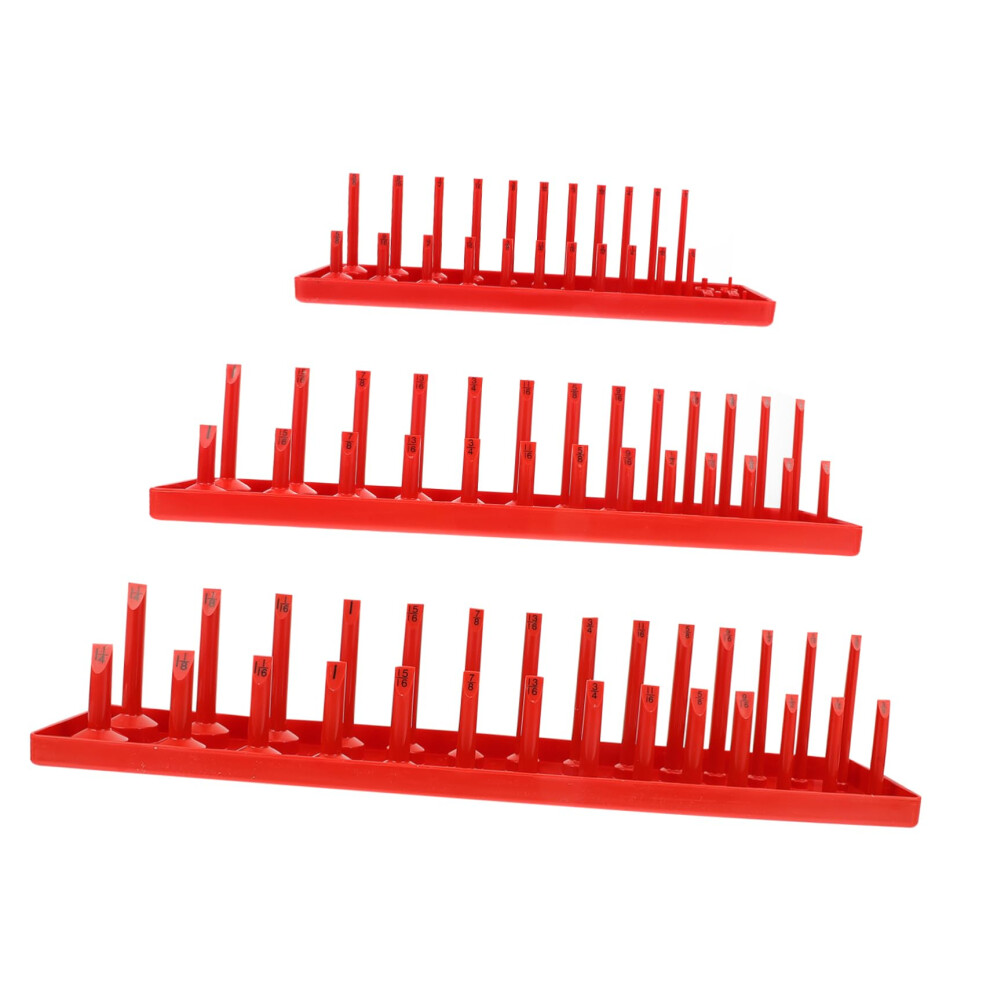 3Piece Socket Organizer Set, Red Socket Holder For Metric Sockets, Spacesaving And Easy To Use For Garage 9412369319326