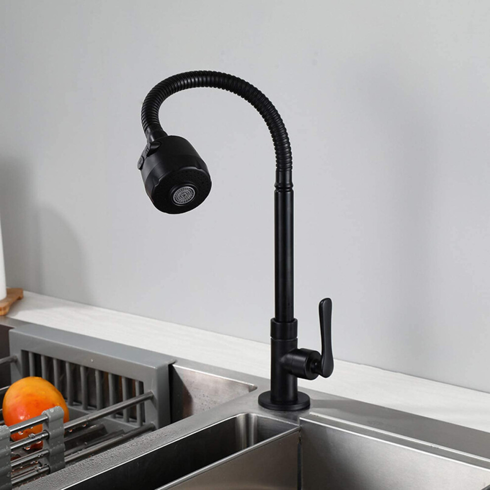 Kitchen Faucet, Wallmounted, Singlehandle, 304 Stainless Steel, Cold Water Tap, Black Finish 9189345137914