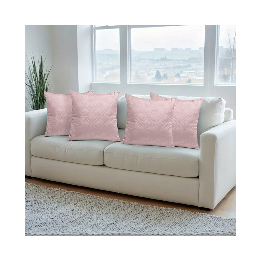 Aspire Homeware (4X, ) Premium Diamond Design Velvet Filled Cushion Pink