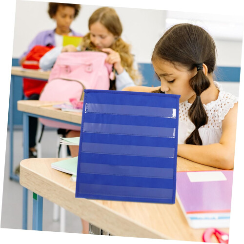 Double Sided Desktop Pocket Chart Stand With Stable Triangular Base And Space Saving For Classroom Charts 2