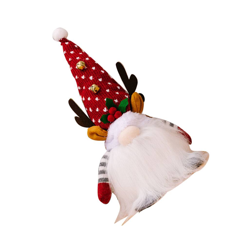 Lighted Christmas Gnome Plush Decor With Antler Hat, 12 Inches Red 5041368828542