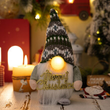 Niedlicher Weihnachts-Gnome Tomte Ornament mit Licht, langem Hut, festliche Heimdekoration