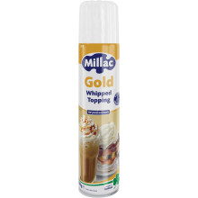 Millac Gold Whipped Topping Cream Aerosol, 500g - Ready to Use Cream Alternative, Slightly Sweetened, UHT
