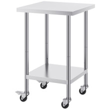 Table de Travail Cuisine Acier Inoxydable-Duoku-Table de Préparation-610 x 610 x 954,6 mm-4 Roues-3 Niveaux de Hauteur Réglables