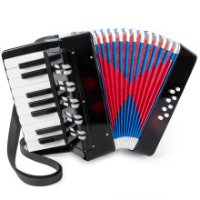 Accordion, Children's Accordion, 17 Keys 8 Bass Children's Accordion with Adjustable Strap, Accordion Instrument Gift for Beginners, Black
