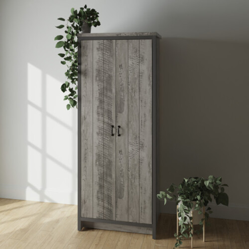 Boston 2 Door 1 Shelf Hanging Rail Wardrobe Grey