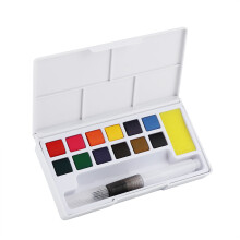 Juego de acuarelas para artistas, kit de acuarelas de viaje de calidad profesional con caja duradera y esponja, incluye 12 colores altamente