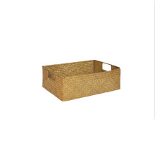 Natural Water Hyacinth Baskets with Decorative Function, Foldable Rectangle Woven Wicker Storage for Books Toys DVDs with Built-in Handles, Sustainabl