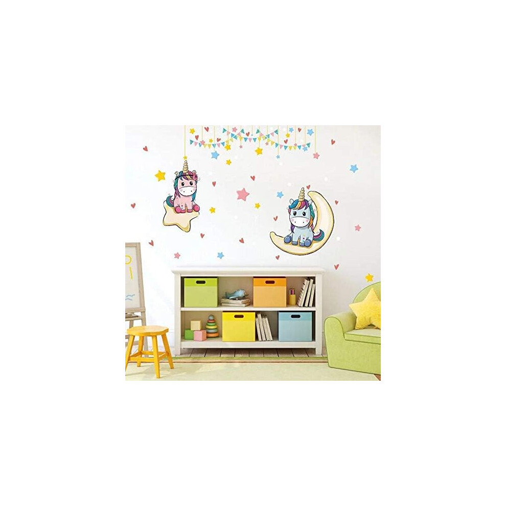 Inspirational Wall Decals for Kids, Easy to Use Peel and Stick Unicorn Stickers with Motivational Messages, Removable Wall Decal Vibrant Wall Decor fo