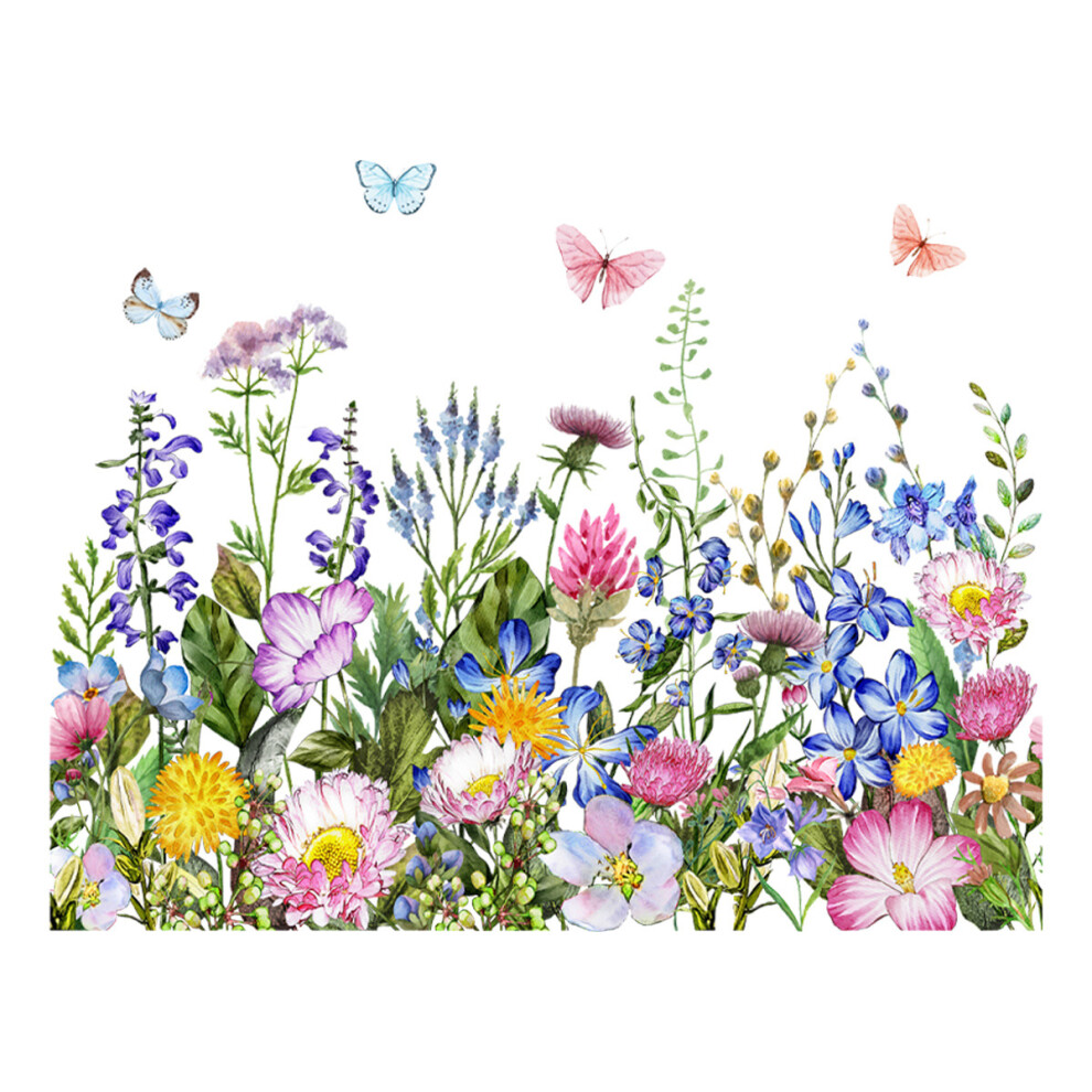 Garden Flower Wall Decals for Kids Room, Waterproof Wall Decals, Vibrant Design, Peel and Stick Art Wall Decor for Bedroom Living Room, Eco Friendly V