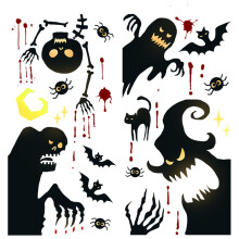 Halloween-dekorationer til vinduesklæbning, dobbeltsidet printdesign, aftagelige og genanvendelige statiske klistermærker med brugervenlighed,