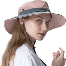 Zonnehoed voor dames met opening voor een paardenstaart, UV-beschermende, opvouwbare mesh bucket hat met brede rand voor buitenactiviteiten, ademende