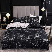 Dekbedovertrekset voor een tweepersoonsbed (Queen Size), marmerpatroon voor een vleugje elegantie, eenvoudige onderhoudsinstructies maken het