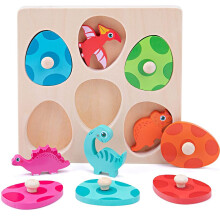 Montessori dřevěné puzzle pro děti 1-3 roky, bezpečná a poutavá dřevěná hračka s dinosauřím vejcem, stimuluje kognitivní a motorické