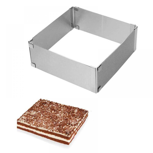 Mousse Cake Ring for Precision Baking, Food Grade Material Stainless Steel Square Mold with Adjustable Size, Non Stick Rust Proof Baking Frame, Multi