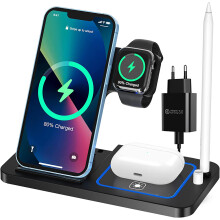 Kätevä langaton latausasema Applelle ja Samsungille, 3in1-pikalatauslaite säädettävällä jalustalla, turvallisuusprotokollat