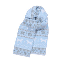 Wende-Strickschal im Fair-Isles-Katzen-Design,-Blauer Welpe