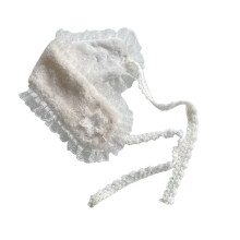 Japanse charme ruches trim faux wollen sjaal-Witte kanten rand