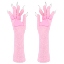 Animal Nails Faux Fursuit Gloves Unisex-Light pink clawed pa