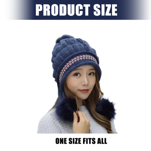Wintermütze aus Polyester mit Ohrenklappenfutter und-Schwarz 1 2