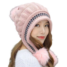 Stretch Knit Hat With Soft Earflap For Women And Teens-Pink 1