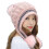 Bonnets tricotés à double pompons avec protection-Rose 1 1