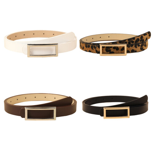 Adjustable Furry Leopard Belt Comfortable Thin-White 102cm 1
