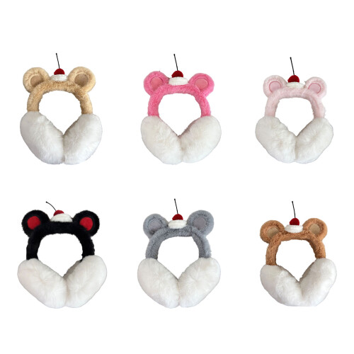 Cache-oreilles en fourrure pour snowboard,-Rose clair 1