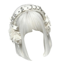 Couvre-oreilles Punk avec bandeau coupe-vent en Patchwork-Blanc