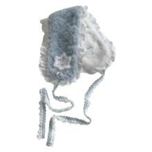 Écharpe en peluche à volants, châle- Bordure en coton bleu