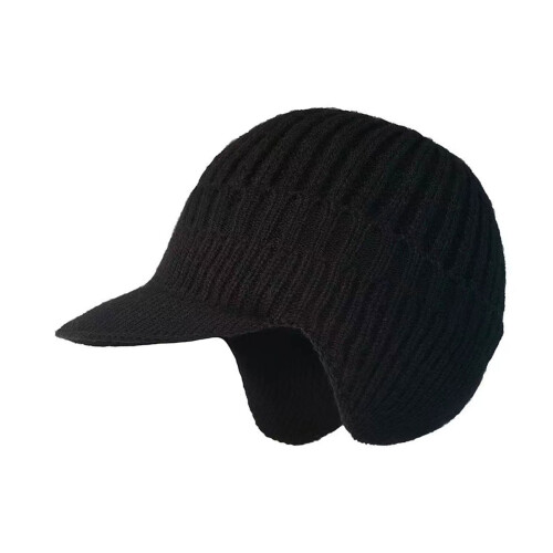 Cache-oreilles tricoté coupe-vent, accessoire chaud-Noir