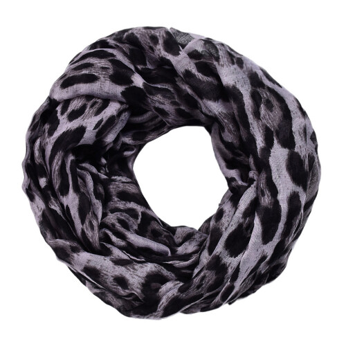 Foulard à motif léopard, couvre-chef, châle au Design-Gris