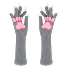 Lovely Faux Fursuit Cats Paws Gloves-Gray clawed pads