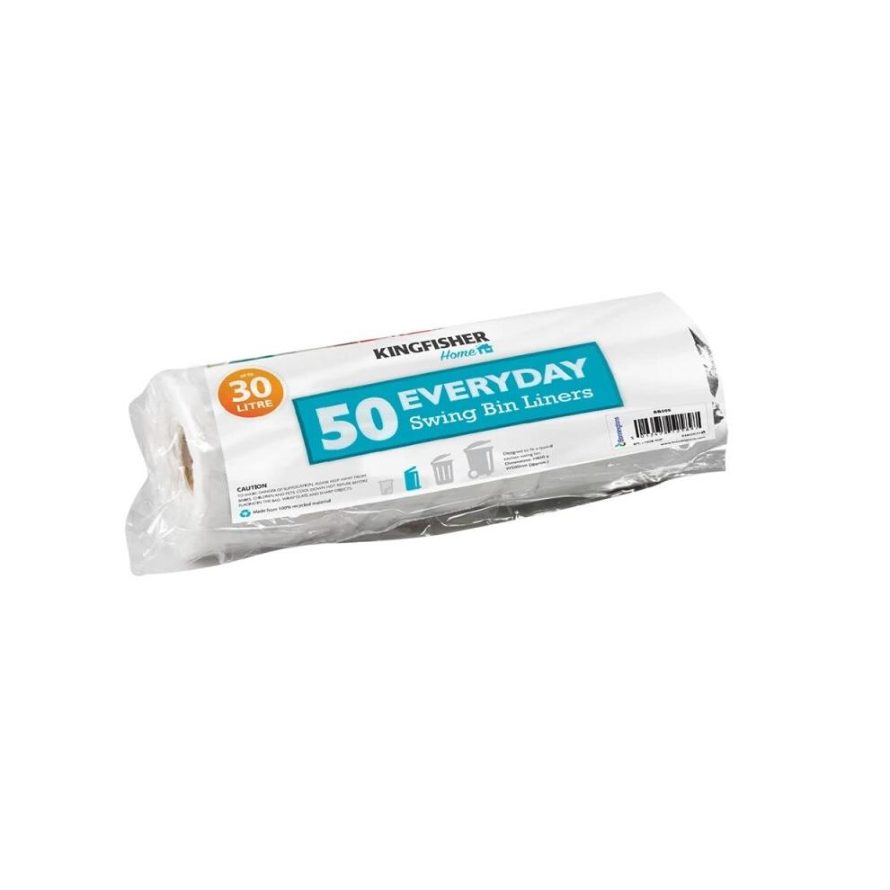Kingfisher Everyday Swing Bin Liners White 30L 50Pk