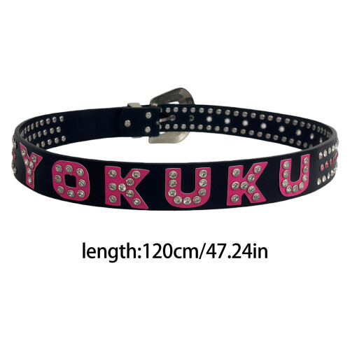 Adjustable Waist Strap With Glittering Letter Accent-Black 2