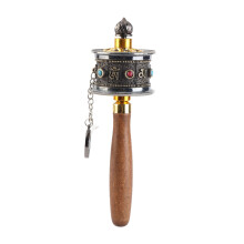 Hand Held Tibet Prayer Wheel Cyan Alloy 6 Words Mantra Silent Buddhist