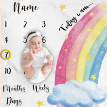 Baby Month Blanket for Photography, Soft Swaddle Blanket Growth Chart, Decorative Milestone Blanket for Boys and Girls
