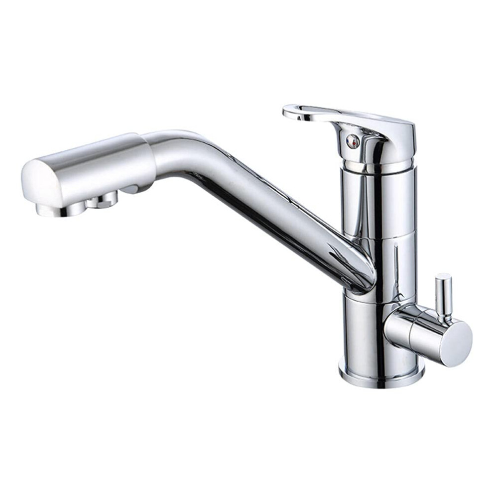 3Way Kitchen Tap With Water Filter, Dual Water Mode 360 Swivel Spout Chrome Brass Mixer For Drinking 9382693906618