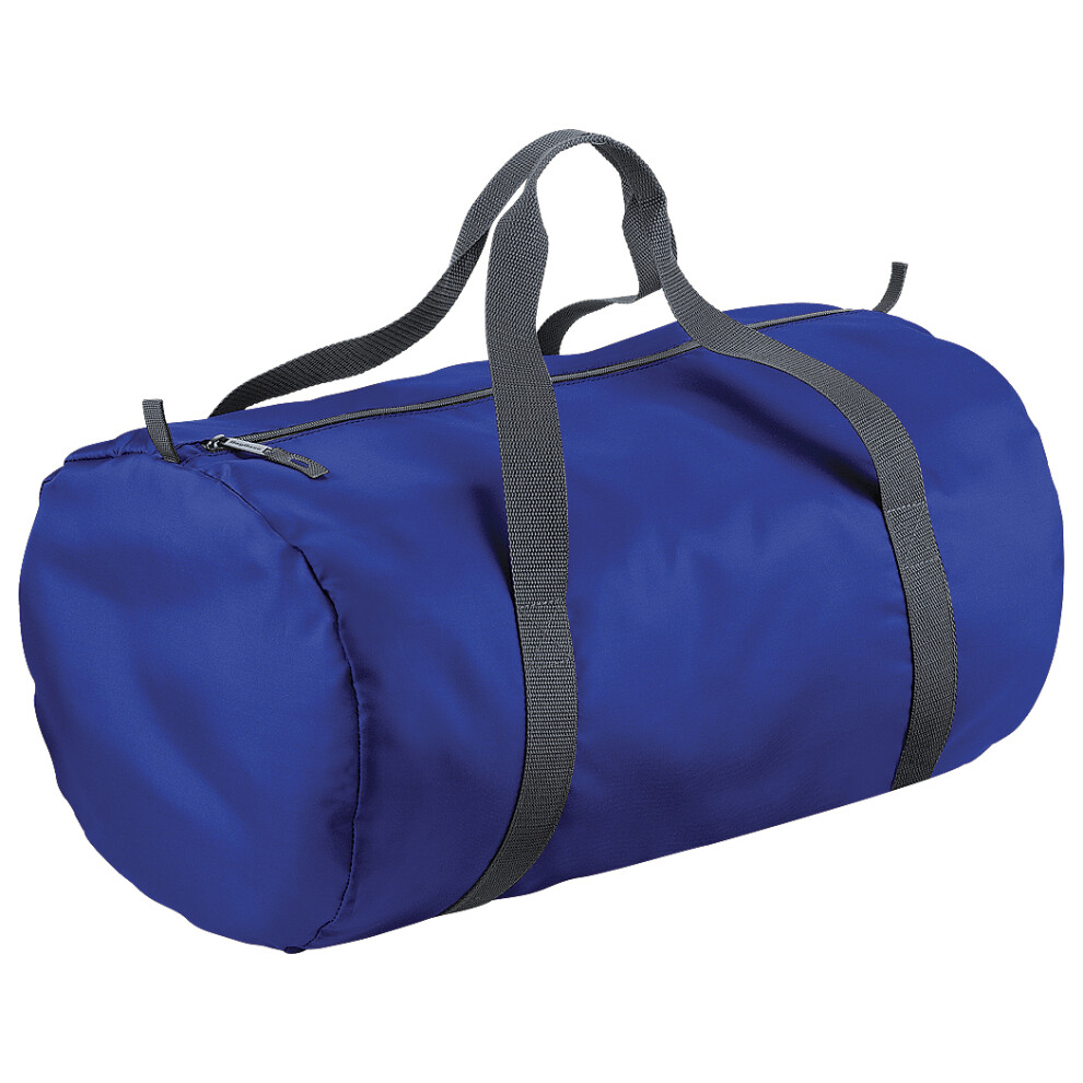 Bagbase (One Size, Bright Royal) Packaway Barrel Bag / Duffle Water Resistant Travel Bag (32 Litres) (Pack Of 2)