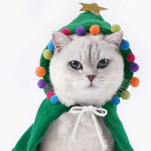 Pet Christmas Costume Puppy Xmas Cloak with Star And Pompoms Cat Santa Cape with Santa Hat Party  Small To Medium Sized Dog