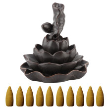Brûleur d'encens Lotus, encensoir décoratif en céramique, élégant porte-encens en porcelaine artisanale pour temple, salon de thé ou chambre à