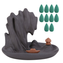 Brûleur d'encens à reflux en céramique, créateur d'ambiance apaisante, céramique artisanale raffinée, cadeau idéal pour le yoga, la